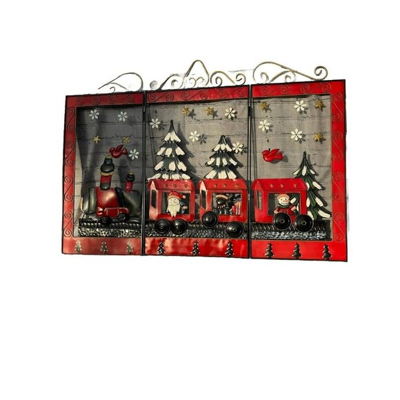 Vintage Foldable 3D Metal Fireplace Hand Painted Screen - Picture 1 of 14